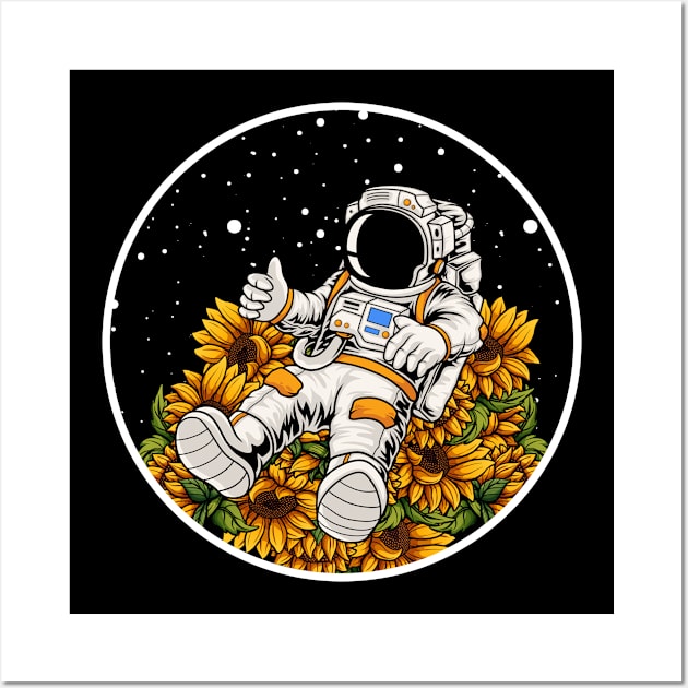 Psychonaut Psychedelic Astronaut Space Sunflowers Wall Art by swissles